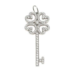 Tiffany & Co. Quatra Heart Key Diamond Platinum Pendant