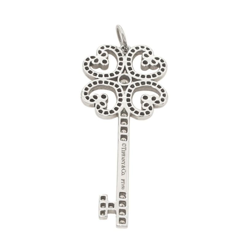 Contemporary Tiffany & Co. Quatra Heart Key Diamond Platinum Pendant