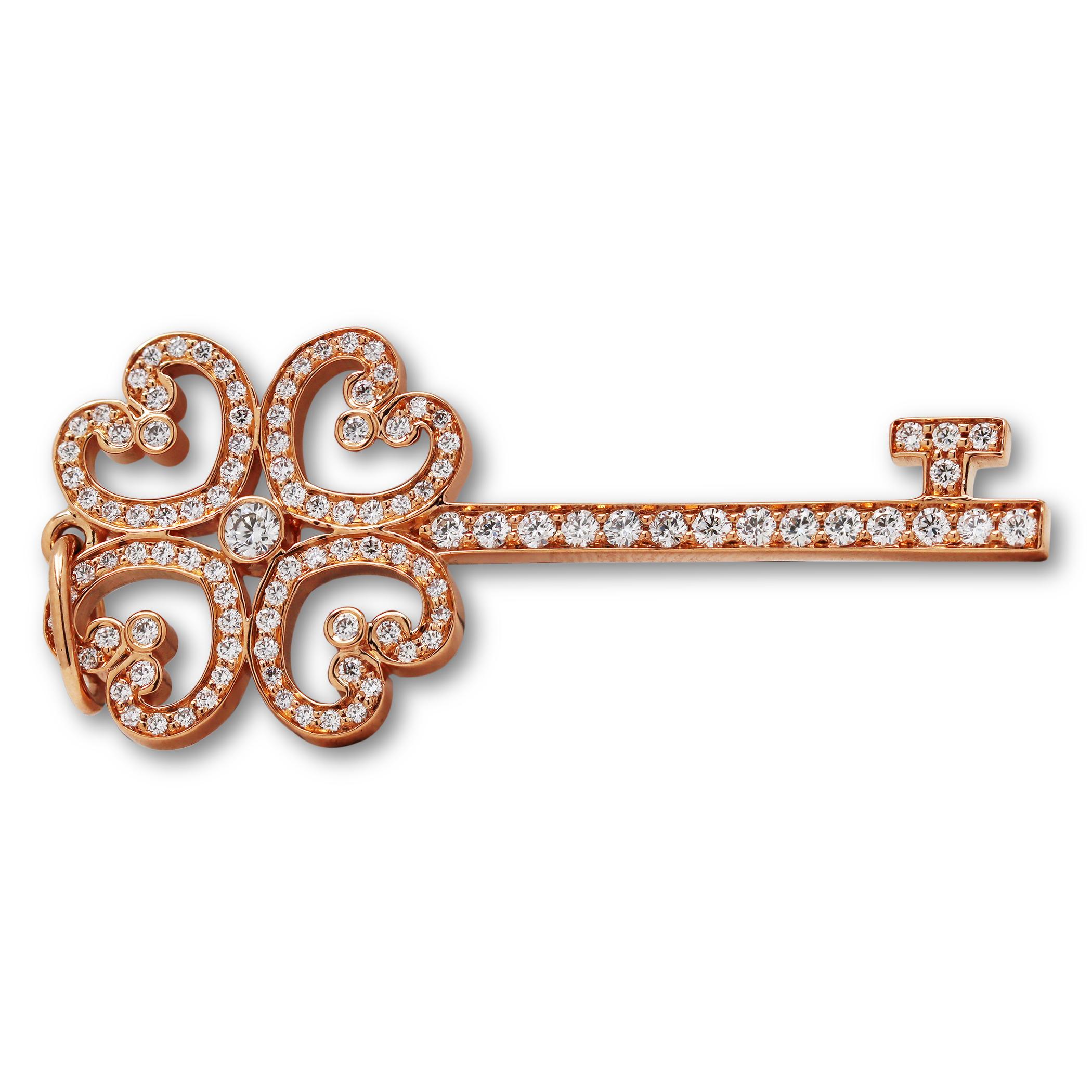rose gold heart key necklace
