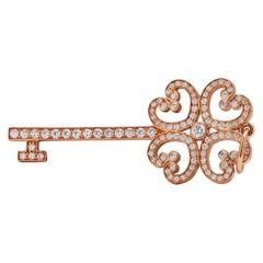 Tiffany & Co. 'Quatra Heart' Rose Gold Diamond Key Pendant