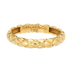 Tiffany & Co Quilt Pattern Ring 18k Yellow Gold Band Vintage Jewelry