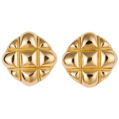 Retro Tiffany & Co. Quilted Gold Earrings