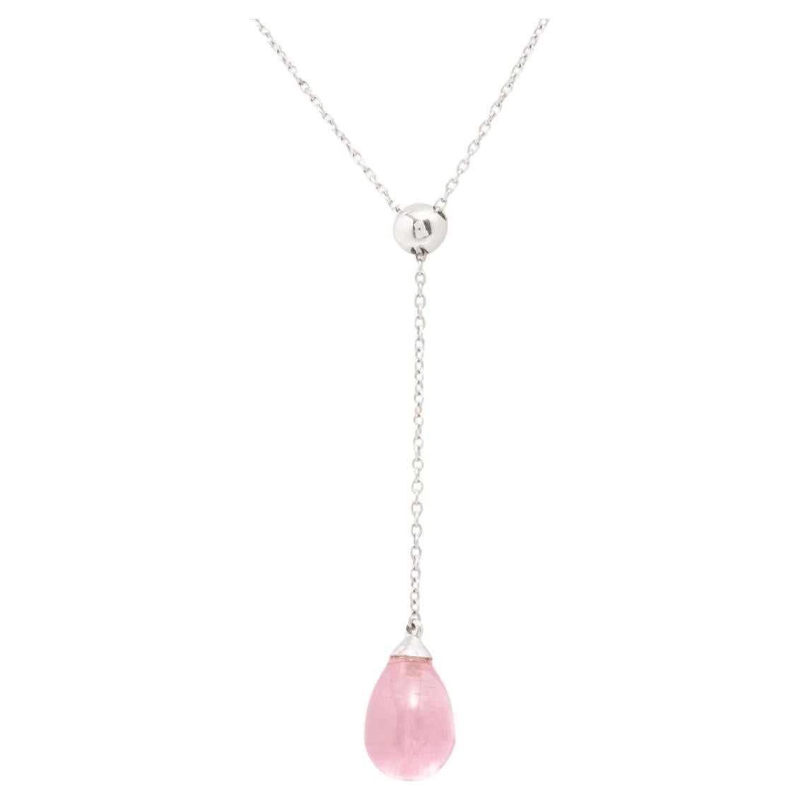 Tiffany & Co. Rainbow Drop Pink Amethyst Stone Necklace For Sale