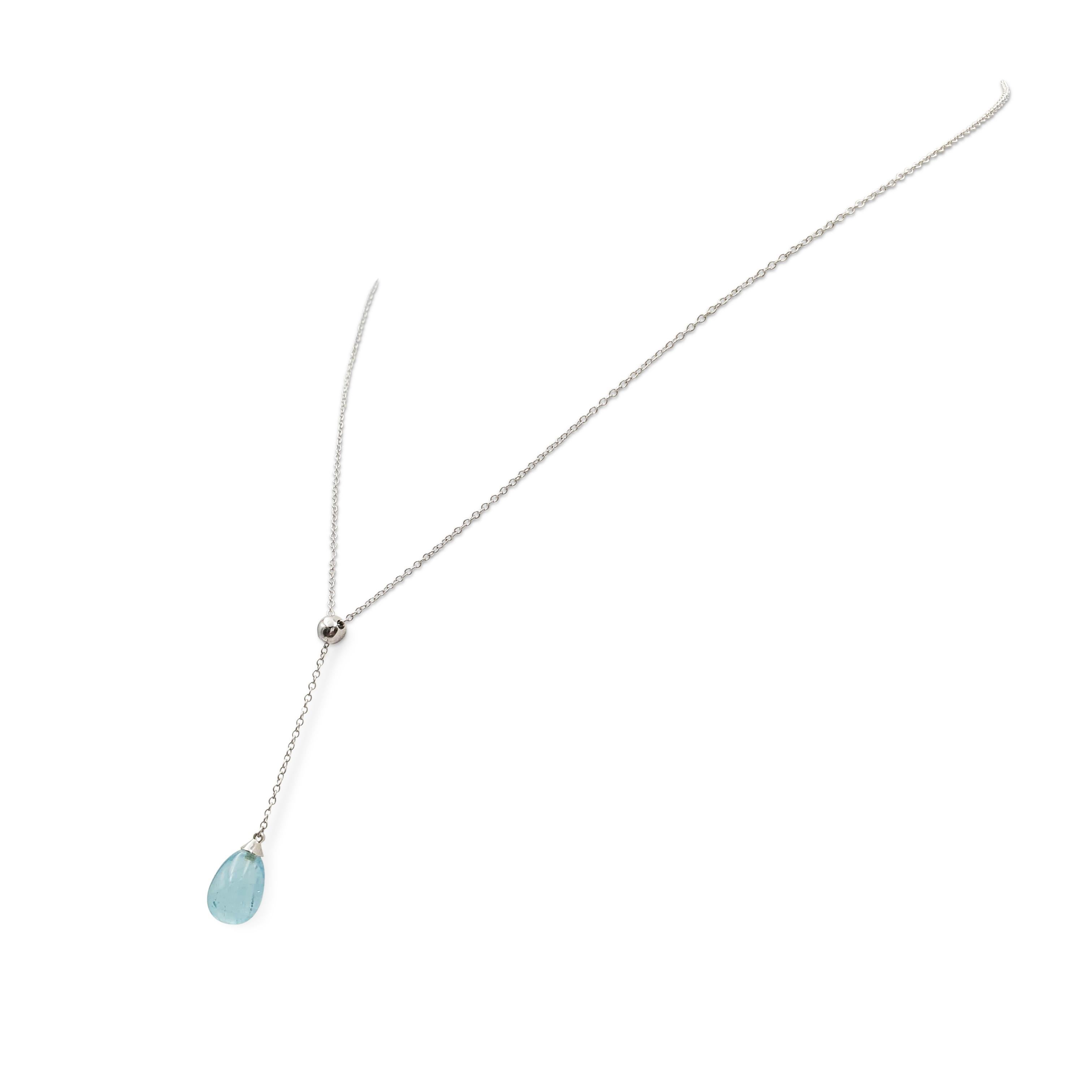 Contemporary Tiffany & Co. 'Rainbow Drop' White Gold and Aquamarine Necklace