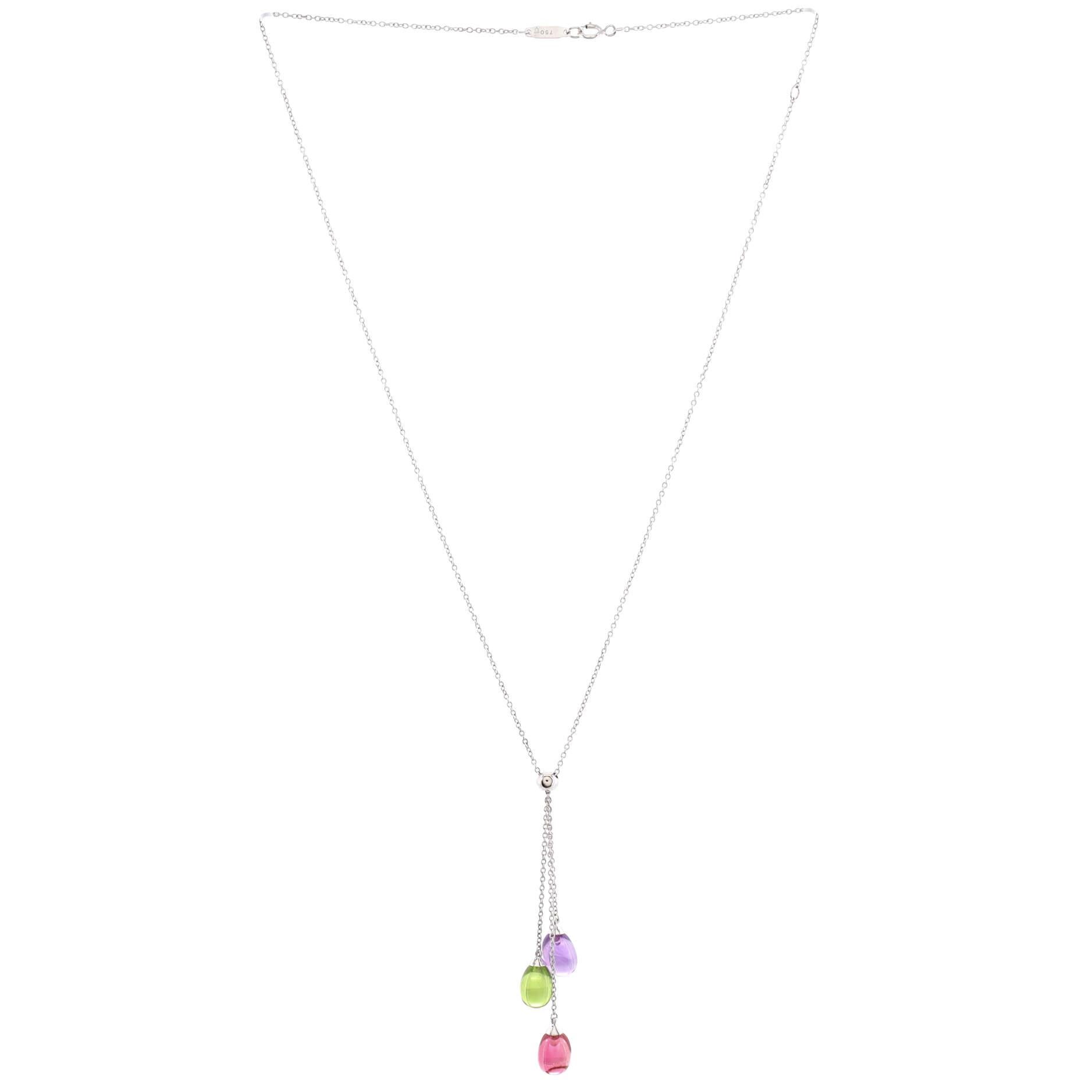 Donna Tiffany & Co. Collana Rainbow Drops in oro bianco 18 carati con ametista e peridoto