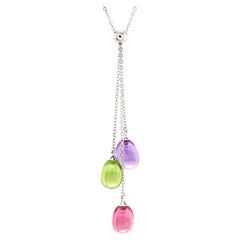 Tiffany & Co. Rainbow Drops Necklace 18K White Gold with Amethyst, Peridot