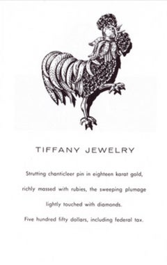 Tiffany & Co. Rare 18K Gold Turquoise and Diamond Chanticleer / Rooster Brooch