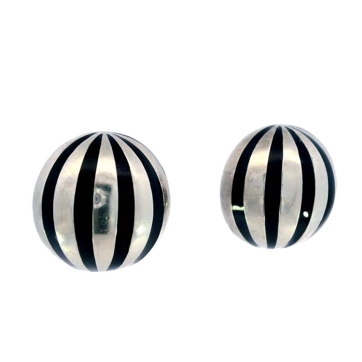 Tiffany & Co. Rari orecchini a clip a cupola con smalto blu, in argento sterling con scatola in vendita 6