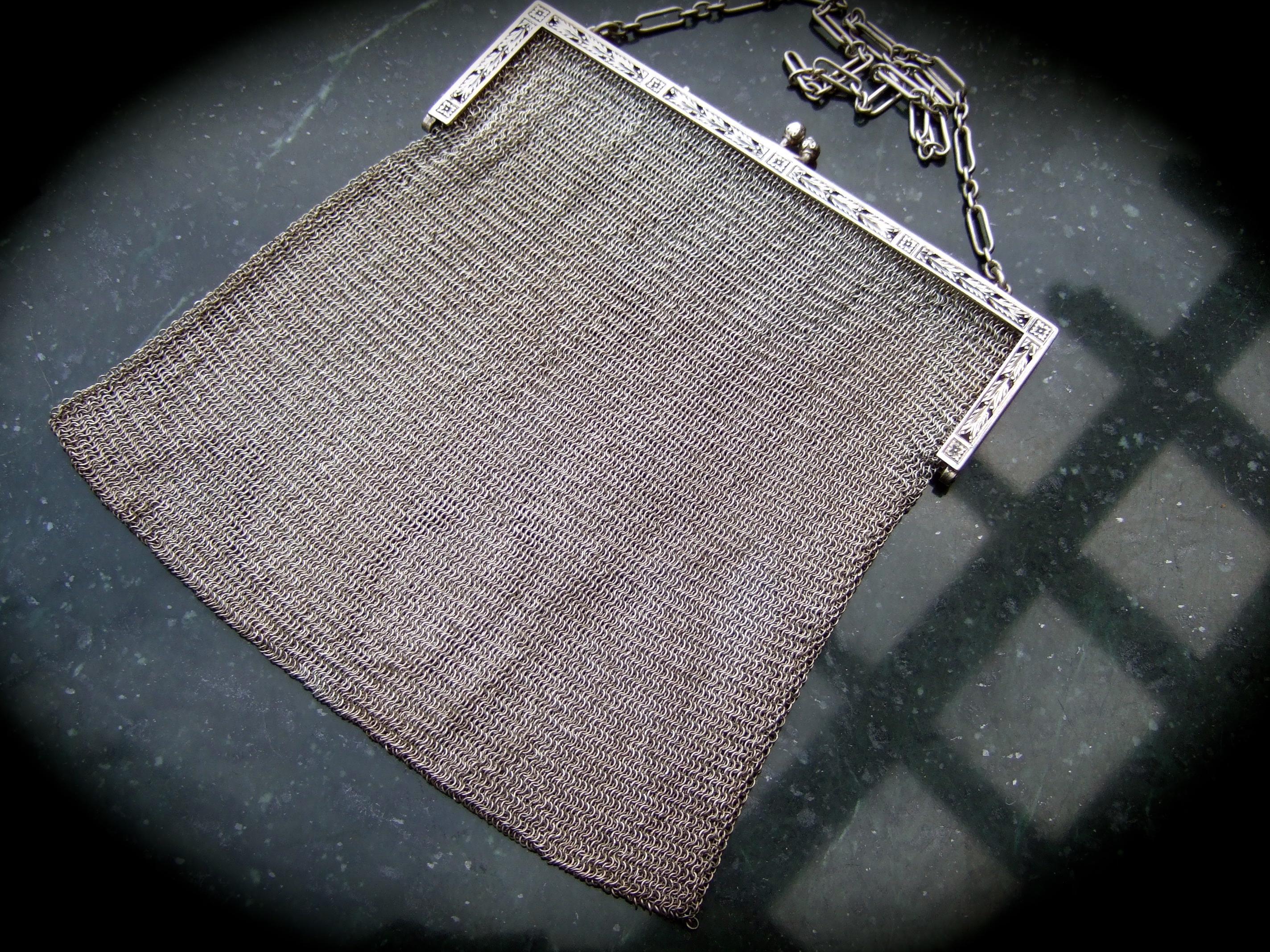 Tiffany & Co. Rare Sterling Silver Chain Mail Evening Bag c 1910 2