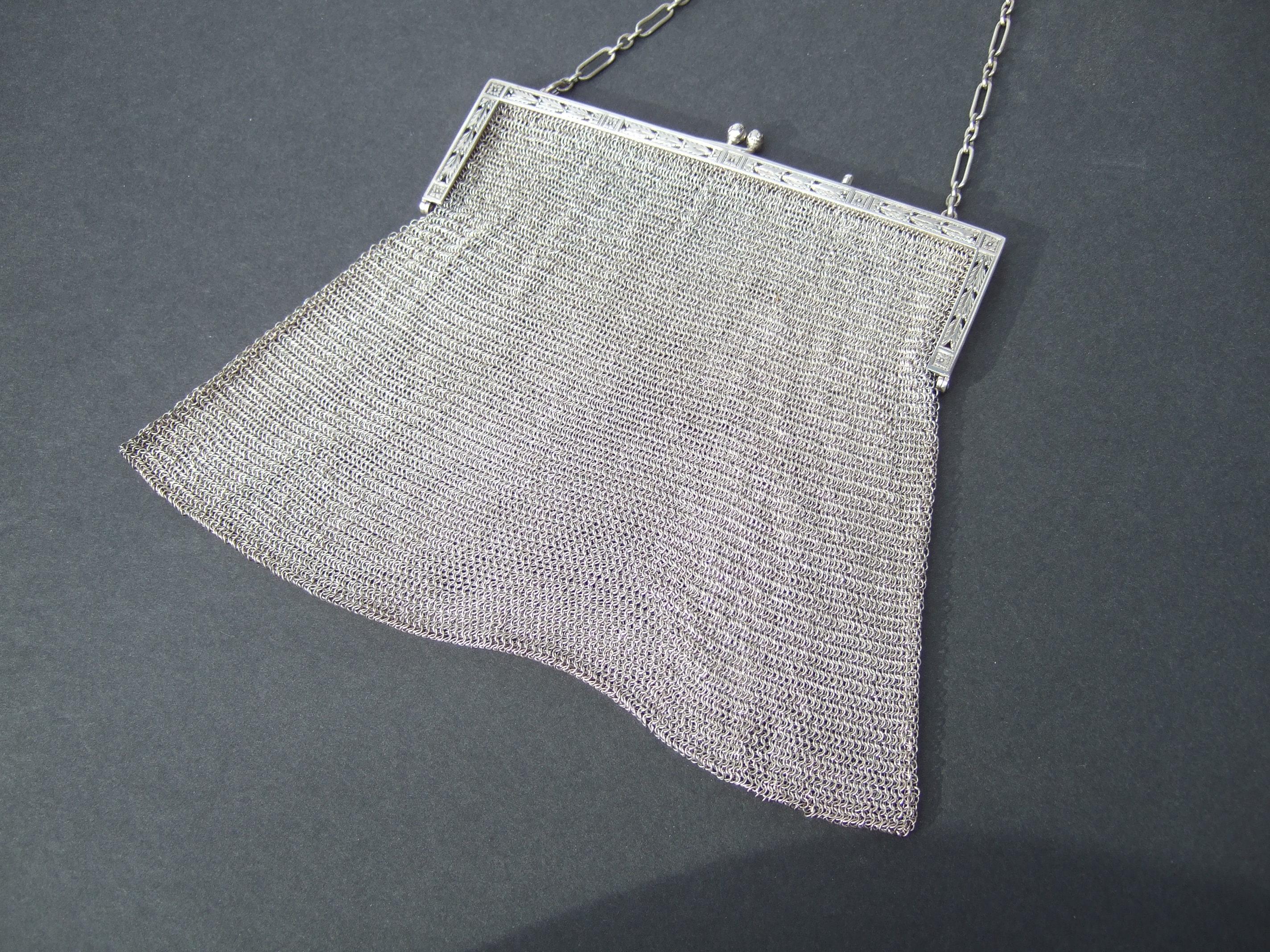 Tiffany & Co. Rare Sterling Silver Chain Mail Evening Bag c 1910 5