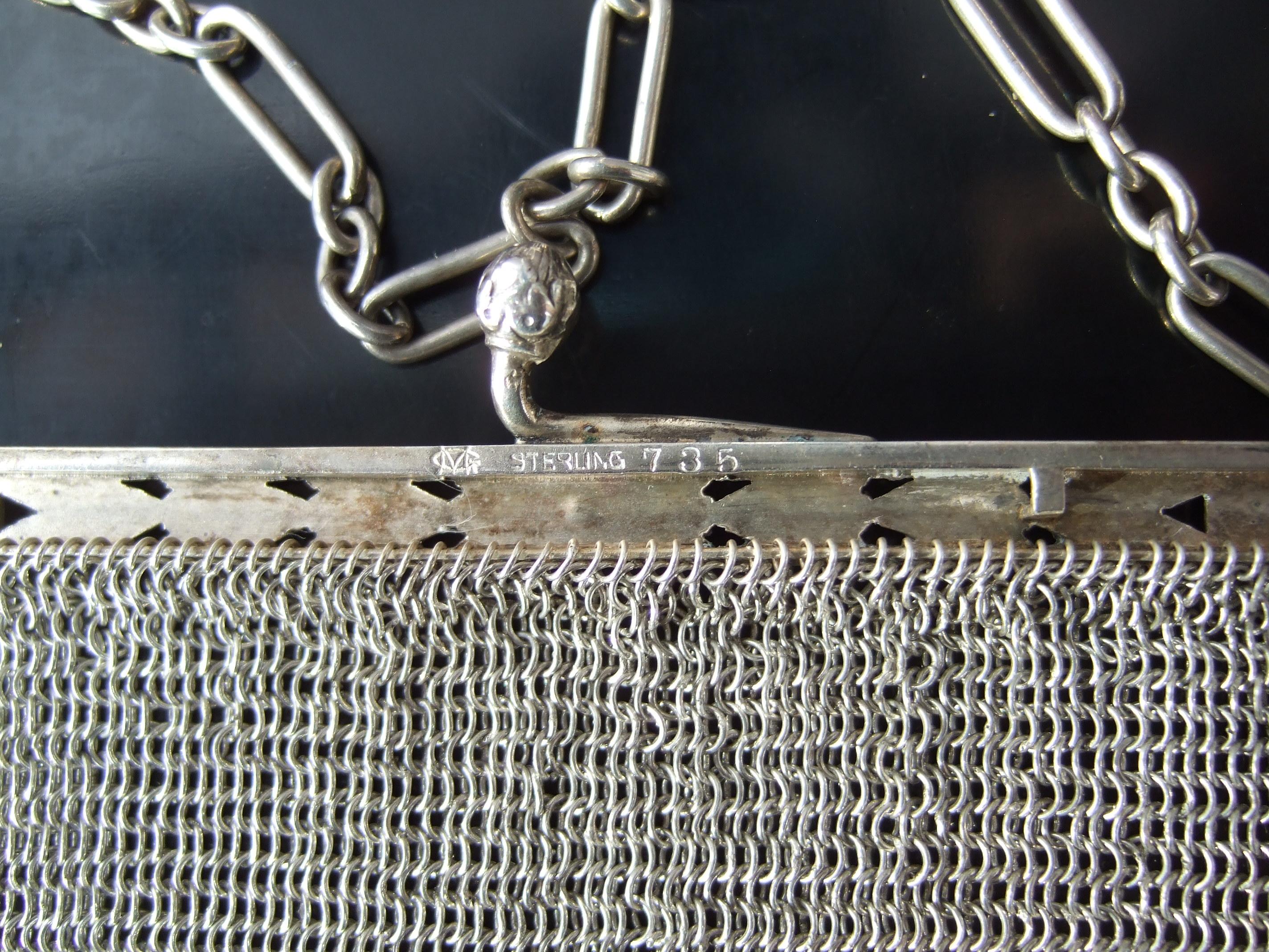 Women's Tiffany & Co. Rare Sterling Silver Chain Mail Evening Bag c 1910