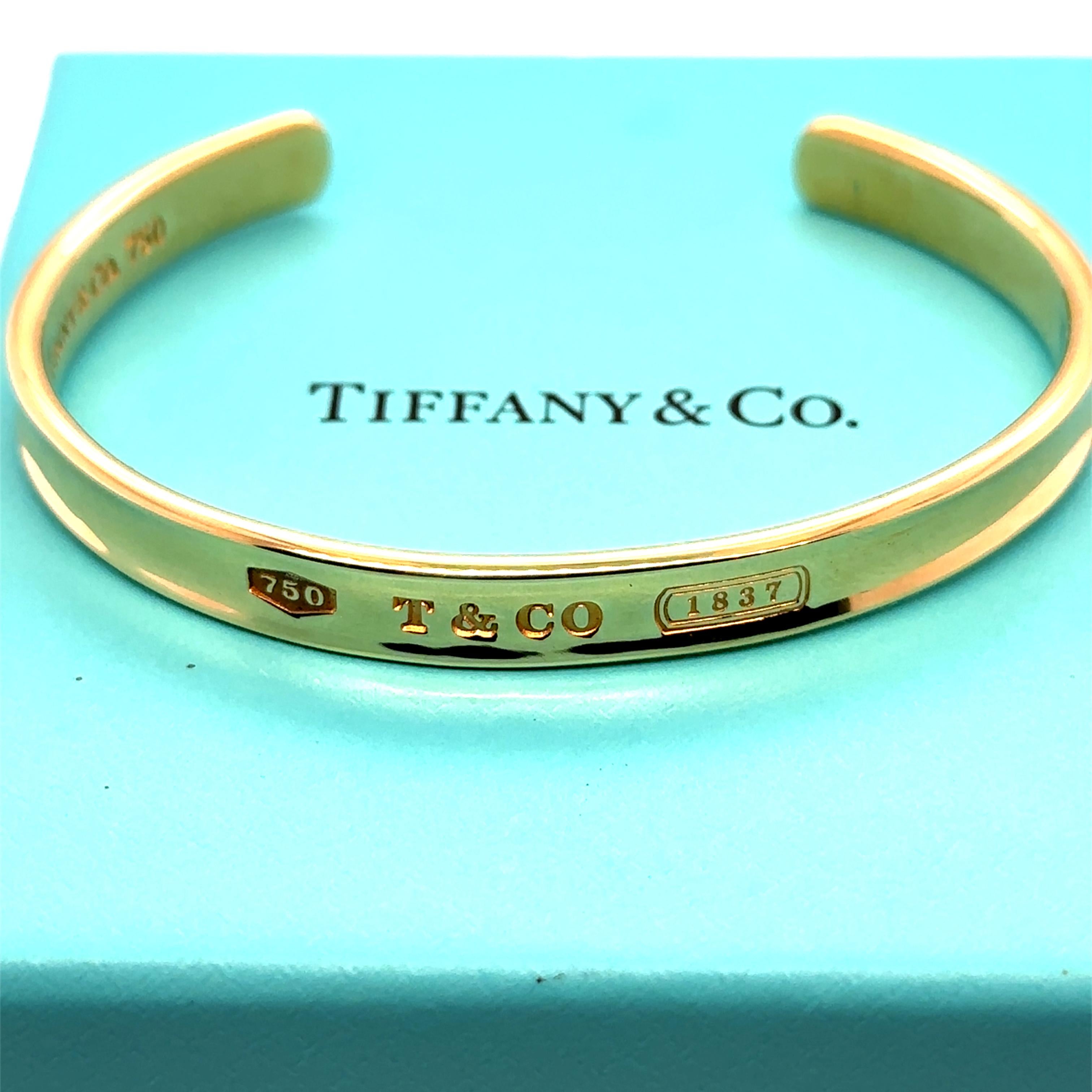 Tiffany & Co. Rare bracelet manchette vintage en or jaune 18 carats retour à Tiffany 1883 en vente 6