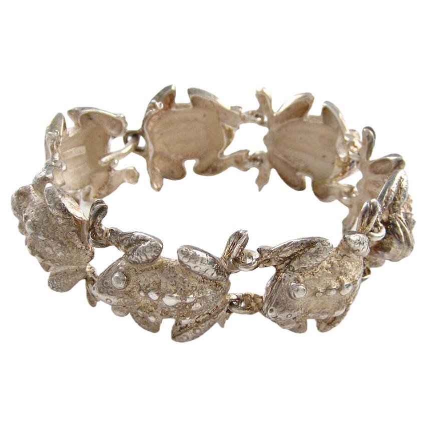 Tiffany & Co Rare Vintage Silver Frog Nature Link Bracelet 88.43g en vente