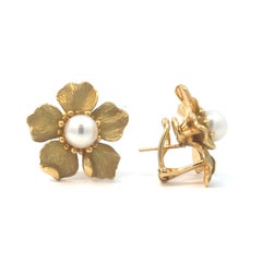 Tiffany & Co. Rare 'Wild Rose' Pearl & Yellow Gold Earrings