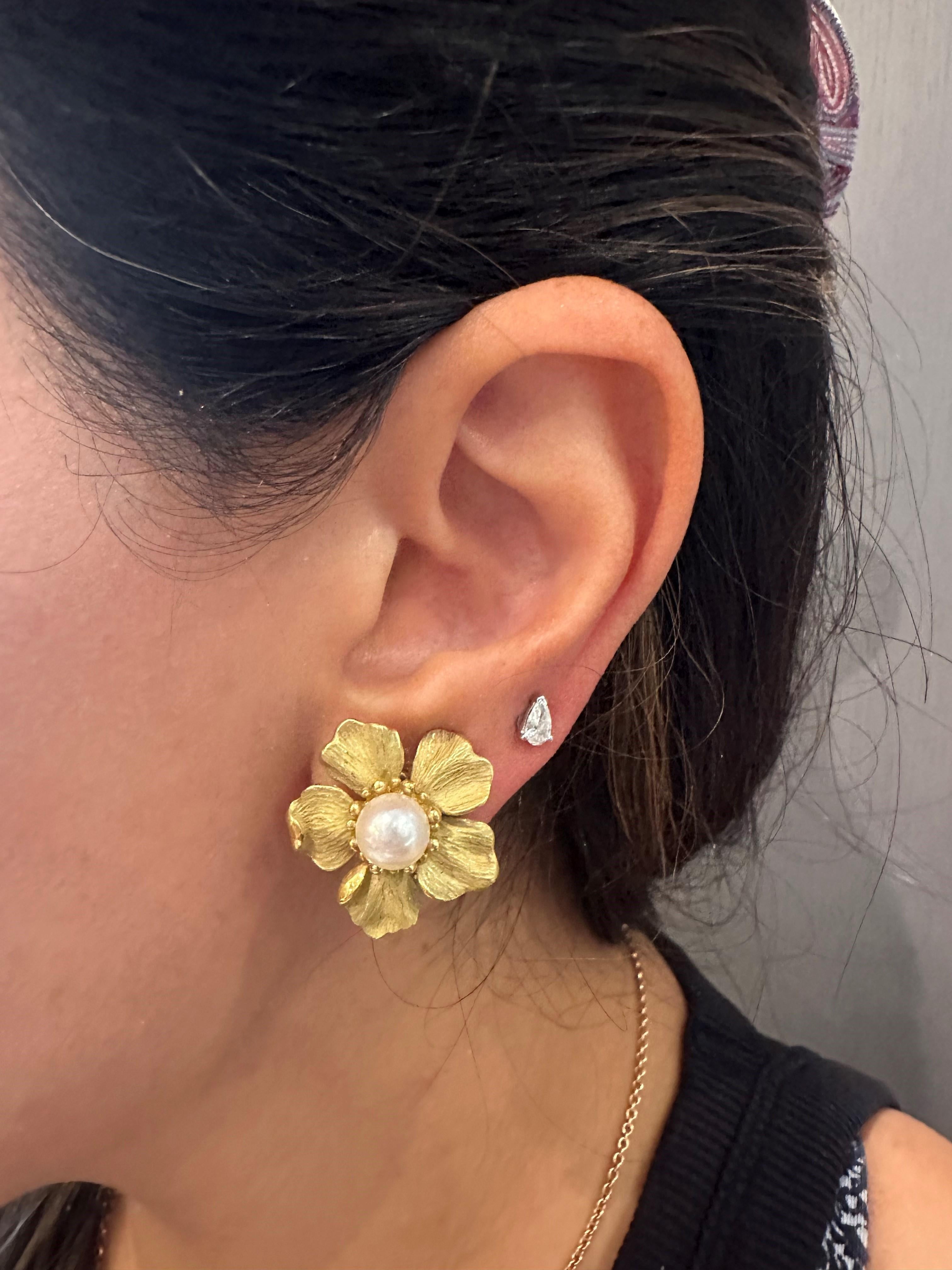 Tiffany & Co. Pendientes Raros de Perla y Oro Amarillo 