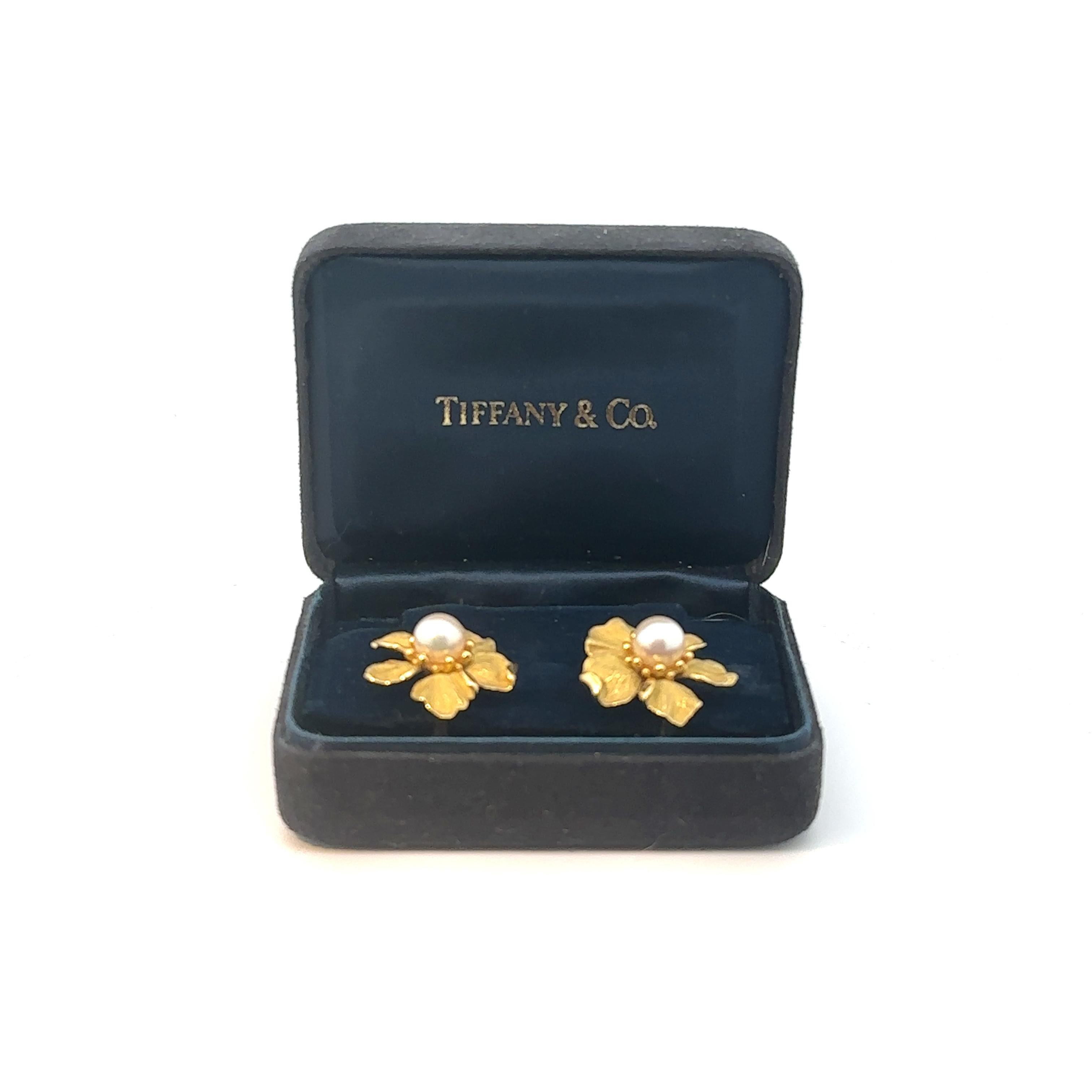 Tiffany & Co. Pendientes Raros de Perla y Oro Amarillo 