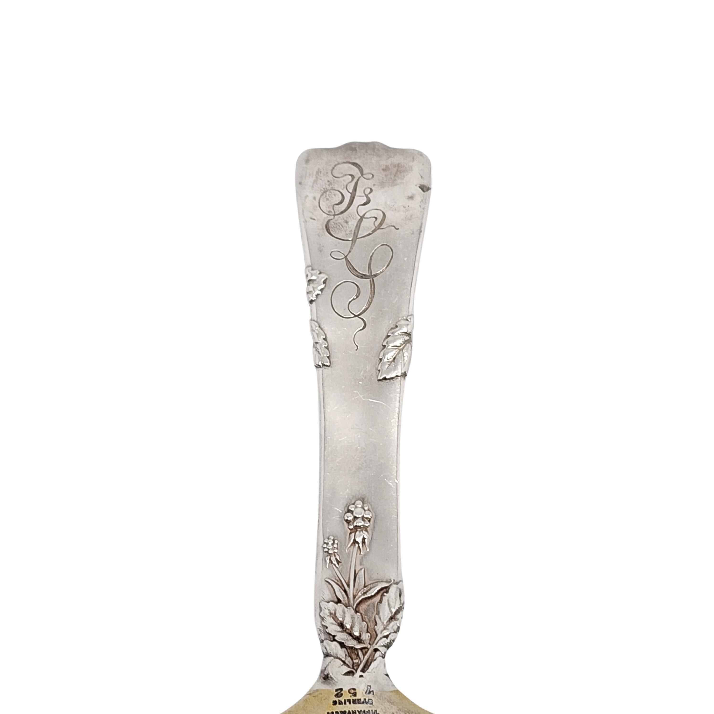Tiffany & Co Raspberry Vine Sterling Silver Gold Wash Bon Bon Spoon w/mon #15478 For Sale 2