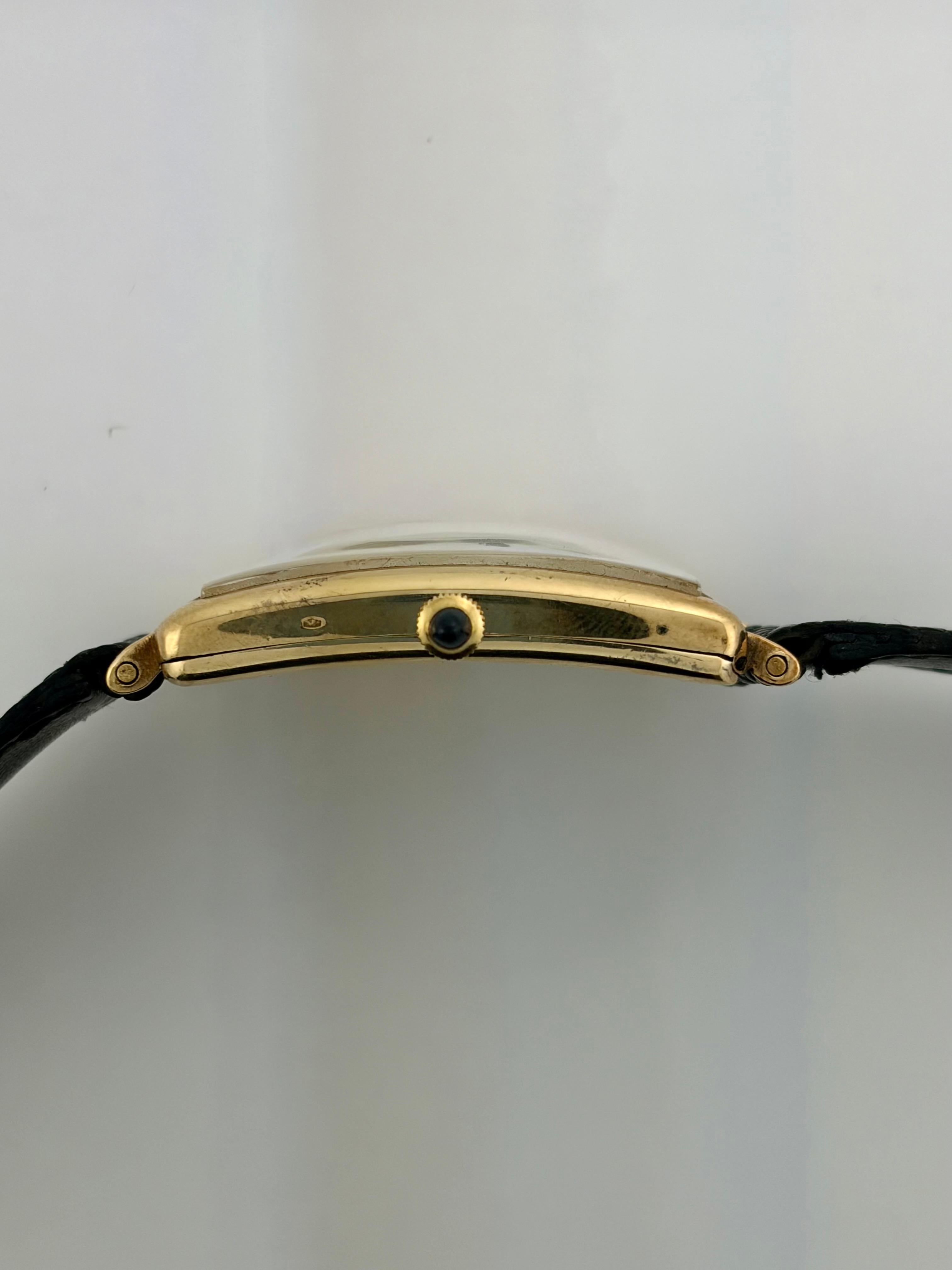 Women's or Men's Tiffany & Co. Rectangular 18K Gold Wristwatch with Agassiz Movement, Circa 1930s For Sale