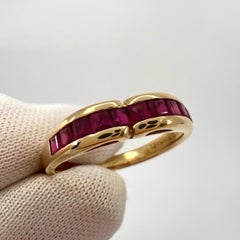 Tiffany & Co. Red Ruby Square Princess Cut 18k Yellow Gold Eternity Band Ring