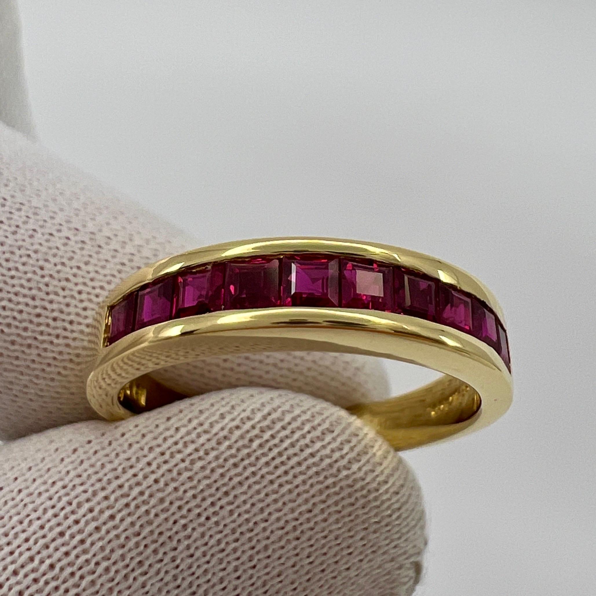Women's Tiffany & Co. Red Ruby Square Princess Cut 18k Yellow Gold Eternity Band Ring