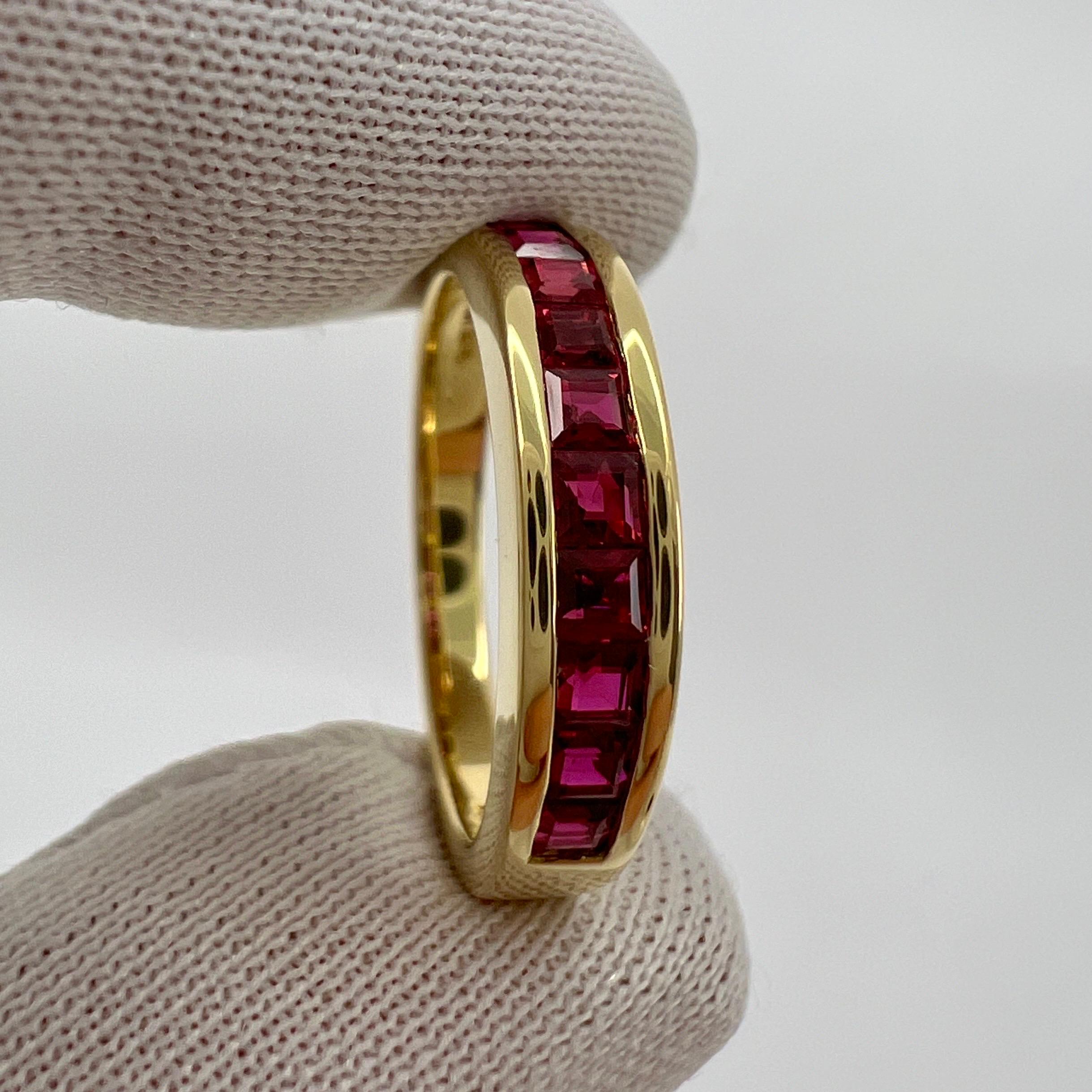 Tiffany & Co. Red Ruby Square Princess Cut 18k Yellow Gold Eternity Band Ring 1