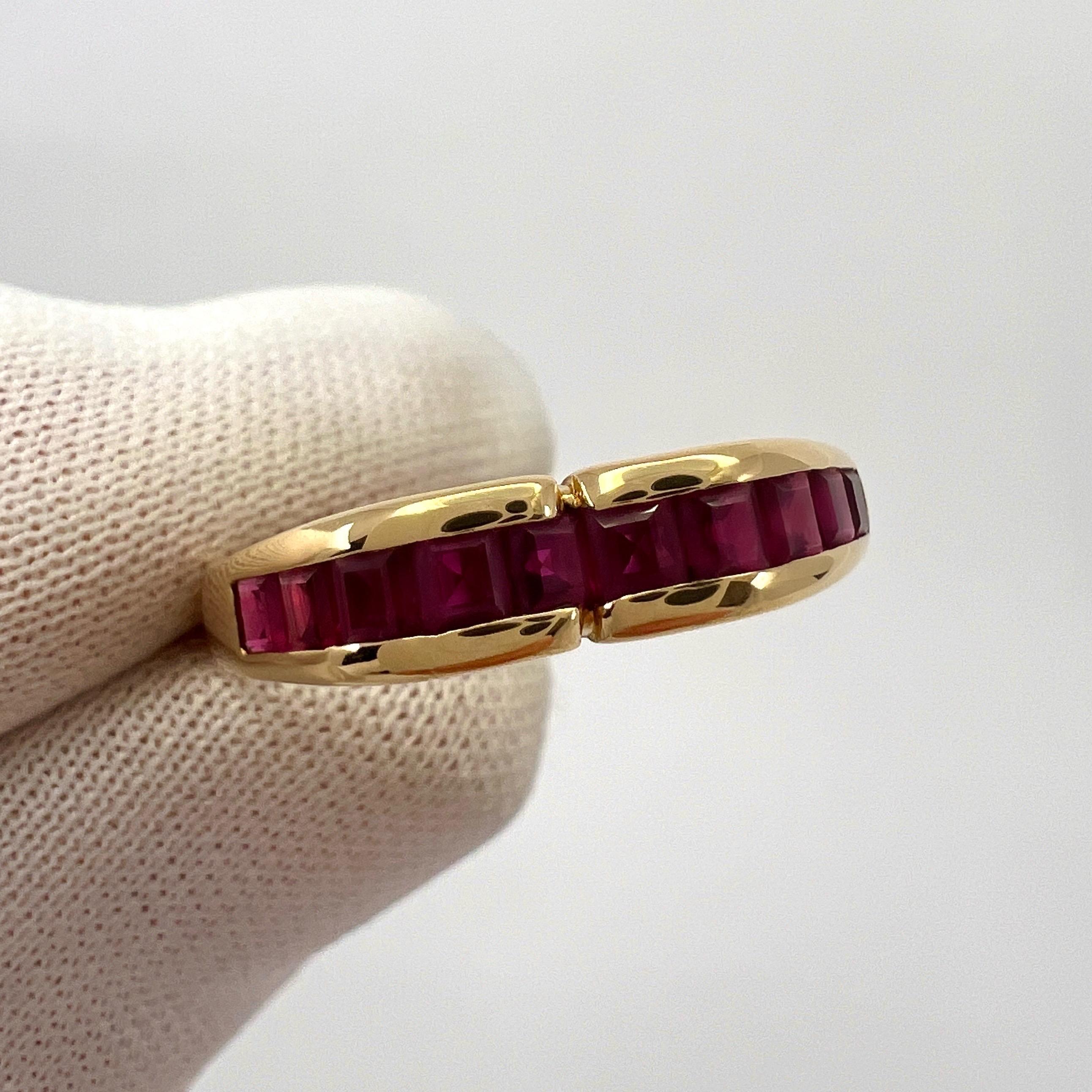 Tiffany & Co. Red Ruby Square Princess Cut 18k Yellow Gold Eternity Band Ring 2