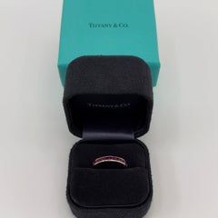 Tiffany & Co. Red Ruby Square Princess Cut 950 Platinum Half Eternity Band Ring