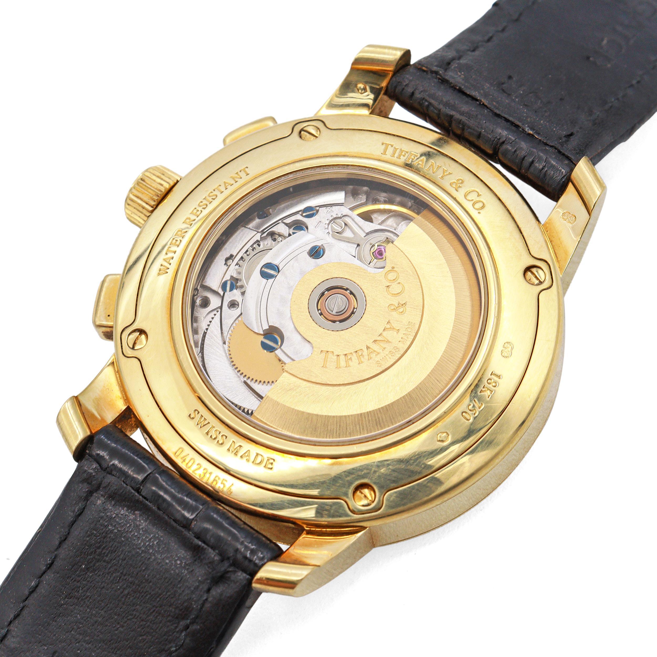 De los hombres Tiffany & Co. Reloj de caballero automático cronógrafo Resonator de oro amarillo de 18 quilates en venta