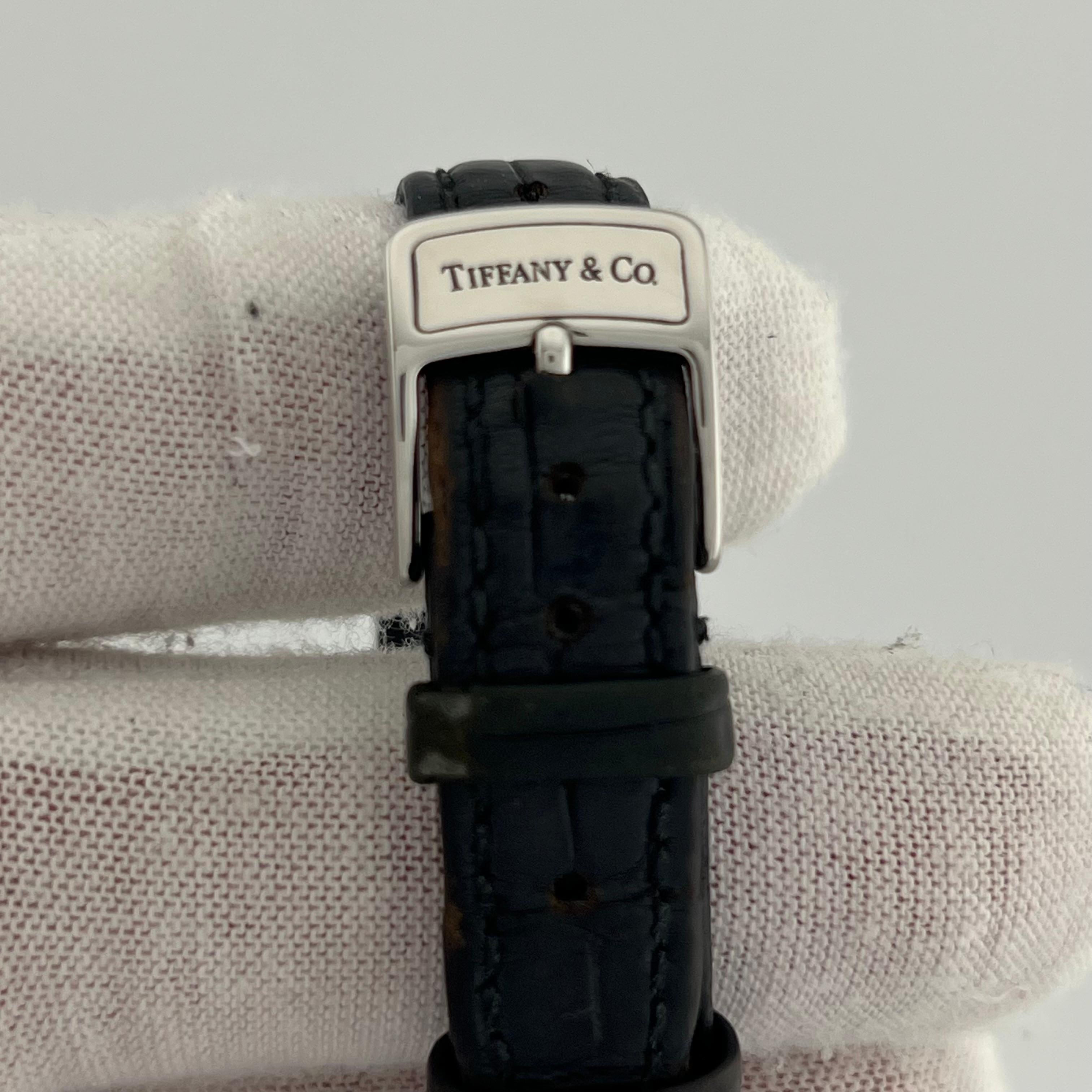 Tiffany & Co. Resonator 27mm Silbernes Zifferblatt Edelstahl Uhr im Zustand „Hervorragend“ im Angebot in San Diego, CA