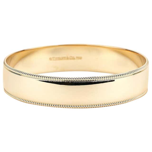 Tiffany and Co. Retired Beaded Edge Bangle in Yellow Gold at 1stDibs ...