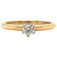 Tiffany & Co. Retro 0.18 Carat Diamond Ring 18 Karat Yellow Gold and Platinum