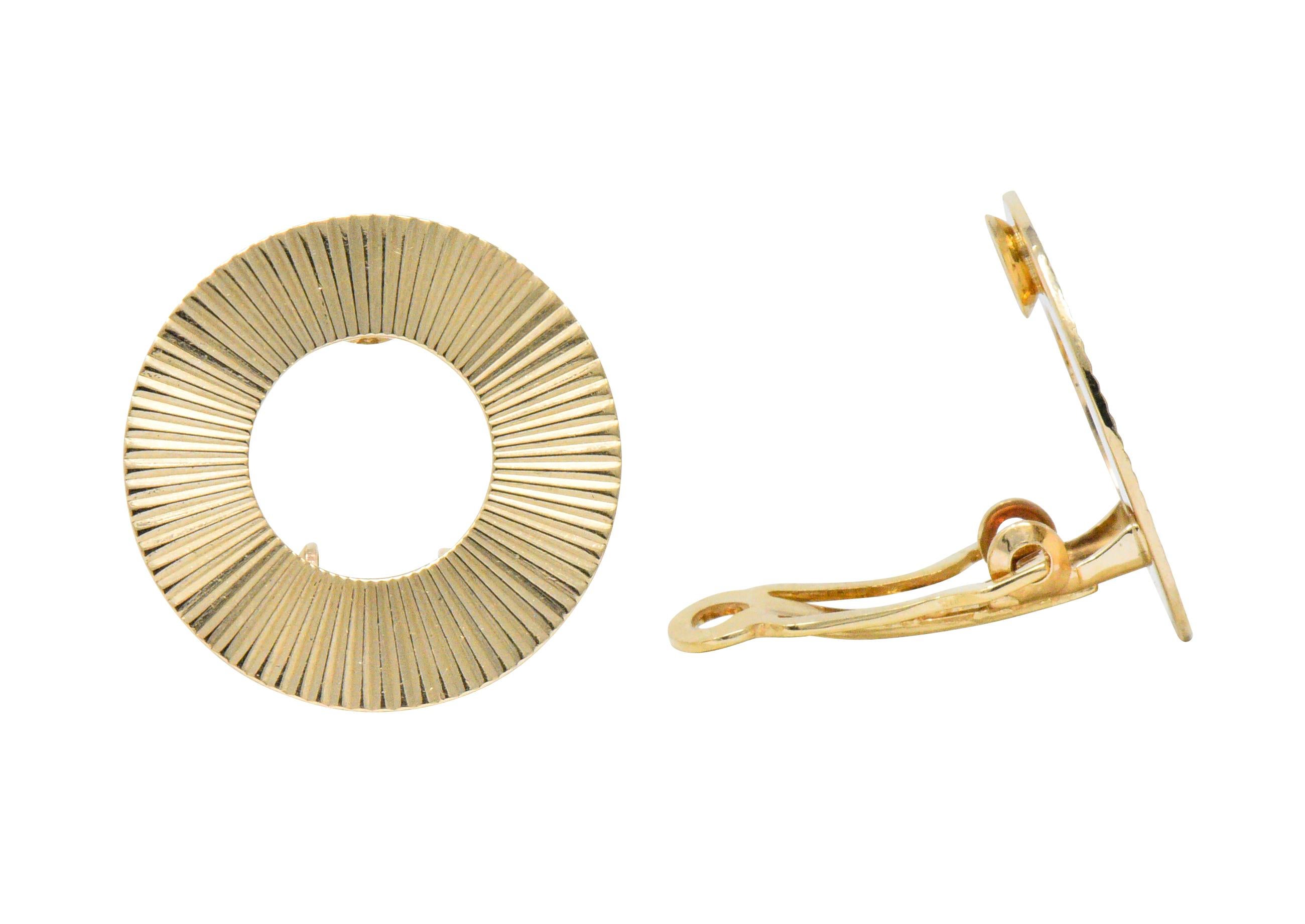 Tiffany & Co. Retro 14 Karat Gold Ear-Clips Earrings In Excellent Condition In Philadelphia, PA