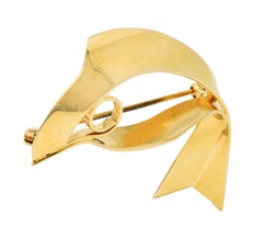 Tiffany & Co. Retro 14 Karat Gold Fish Brooch, Circa 1940