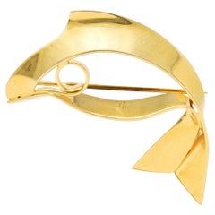 Tiffany & Co. Retro 14 Karat Gold Fish Brooch, Circa 1940