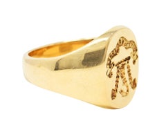 Tiffany & Co. Retro 14 Karat Gold Heraldry Swan Unisex Signet Ring