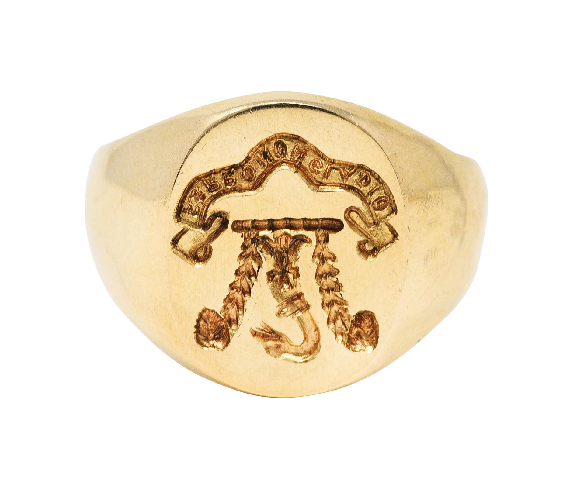 Tiffany 
Co. Retro 14 Karat Gold Heraldry Swan Unisex Signet Ring