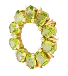 Tiffany & Co. Retro 14 Karat Gold Peridot Circle Brooch