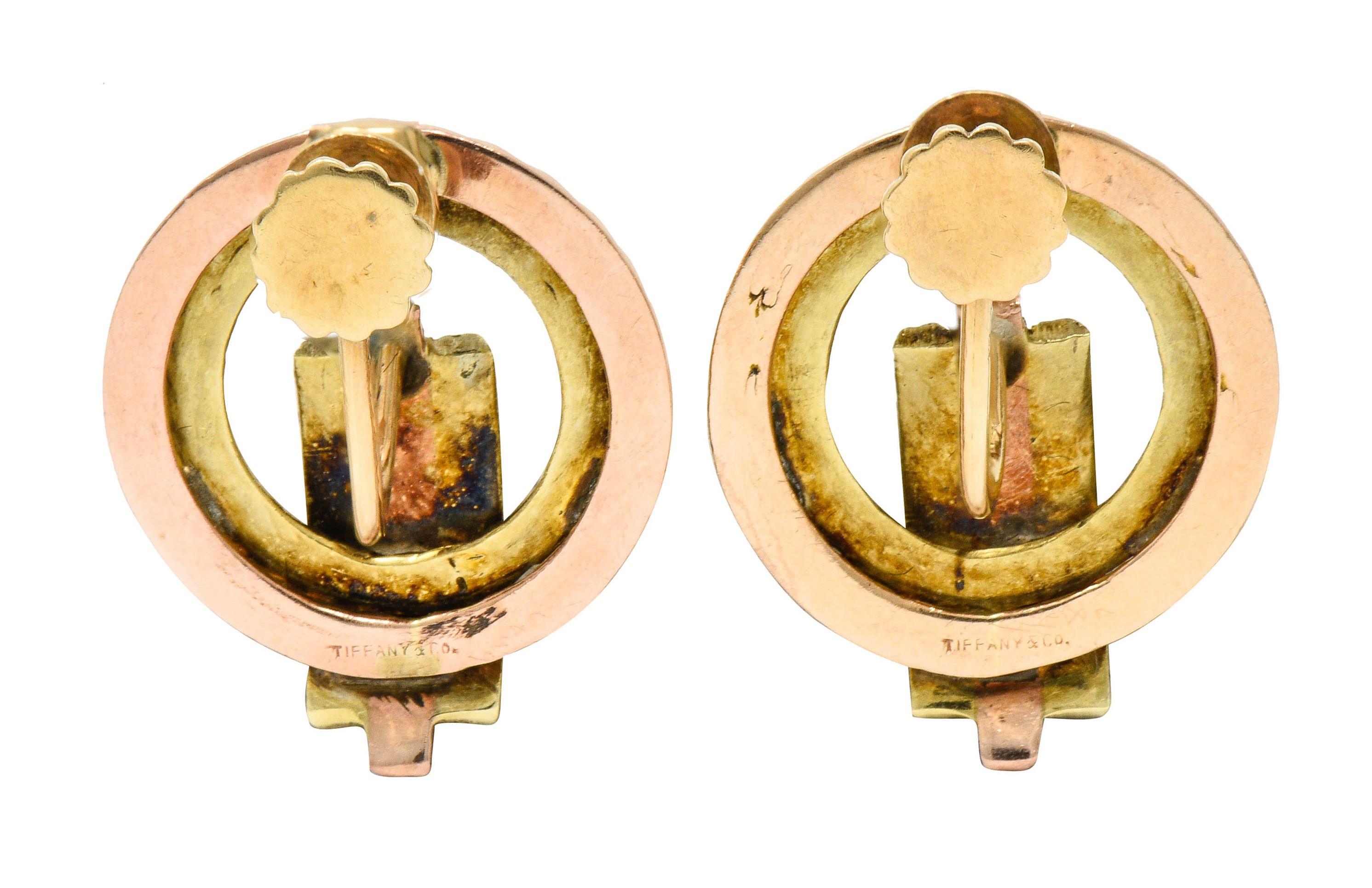 Women's or Men's Tiffany & Co. Retro 14 Karat Two-Tone Gold Twisted Rope Screwback Earrings