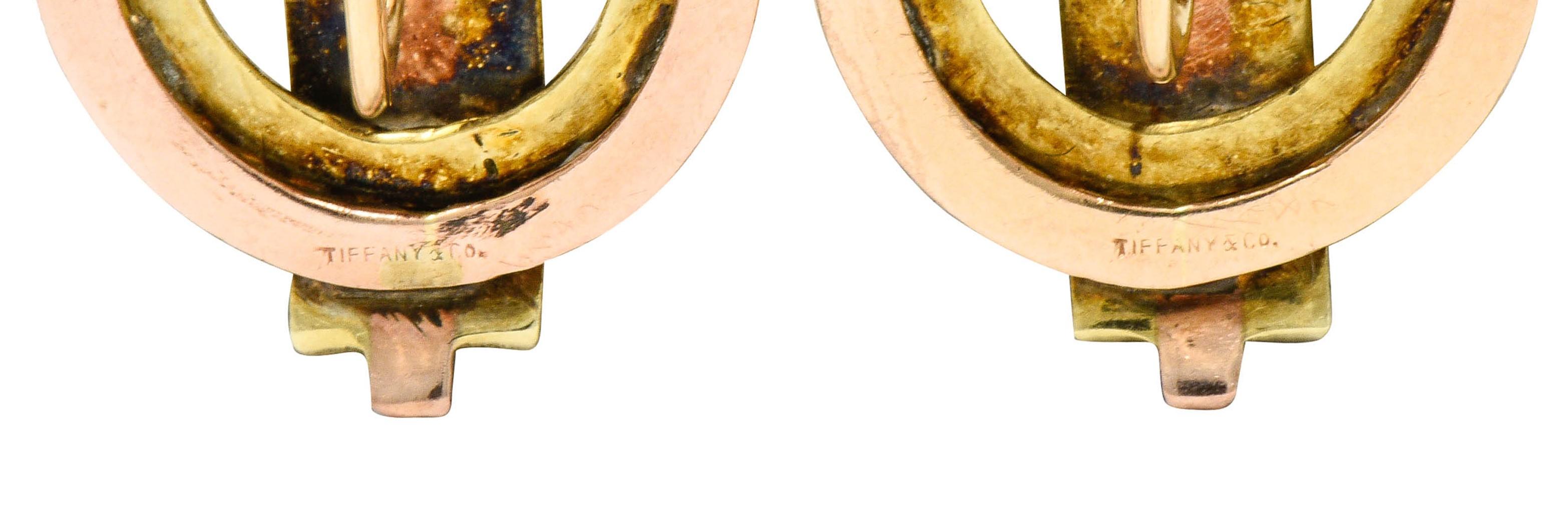 Tiffany & Co. Retro 14 Karat Two-Tone Gold Twisted Rope Screwback Earrings 2