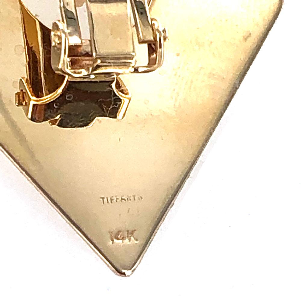 Tiffany & Co. Retro 14 Karat Yellow Gold Fan Clip Earrings In Good Condition In Boca Raton, FL
