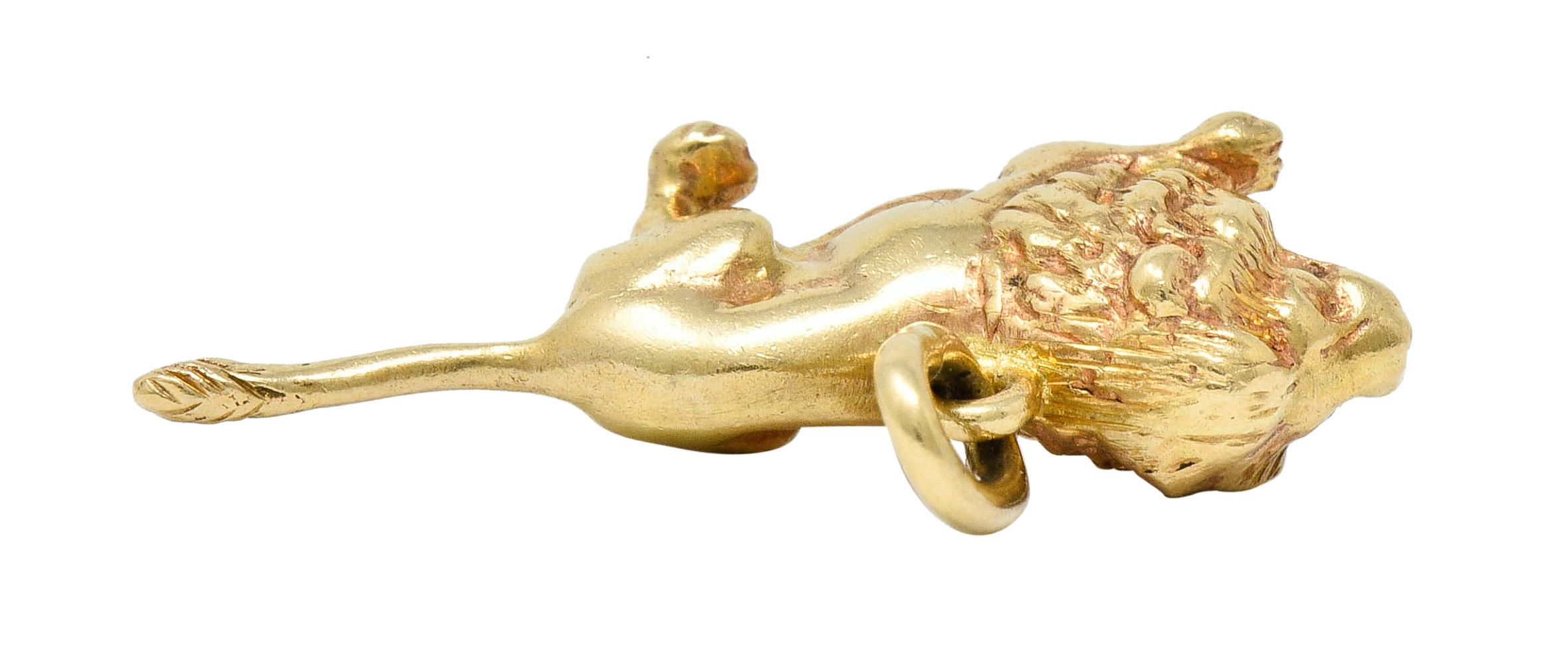Women's or Men's Tiffany & Co. Retro 14 Karat Yellow Gold Lion Charm