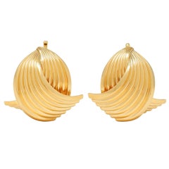 Tiffany & Co. Retro 14 Karat Yellow Gold Vintage Fanning Earrings