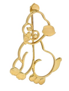 Tiffany & Co. Spilla retro in oro giallo 14 carati con cane stravagante vintage