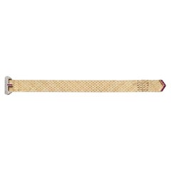 Tiffany & Co. Retro 14K Gold Diamond Ruby Platinum Mesh Buckle Bracelet 1940s