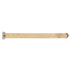 Tiffany & Co. Retro 14K Gold Diamond Ruby Platinum Mesh Buckle Bracelet 1940s