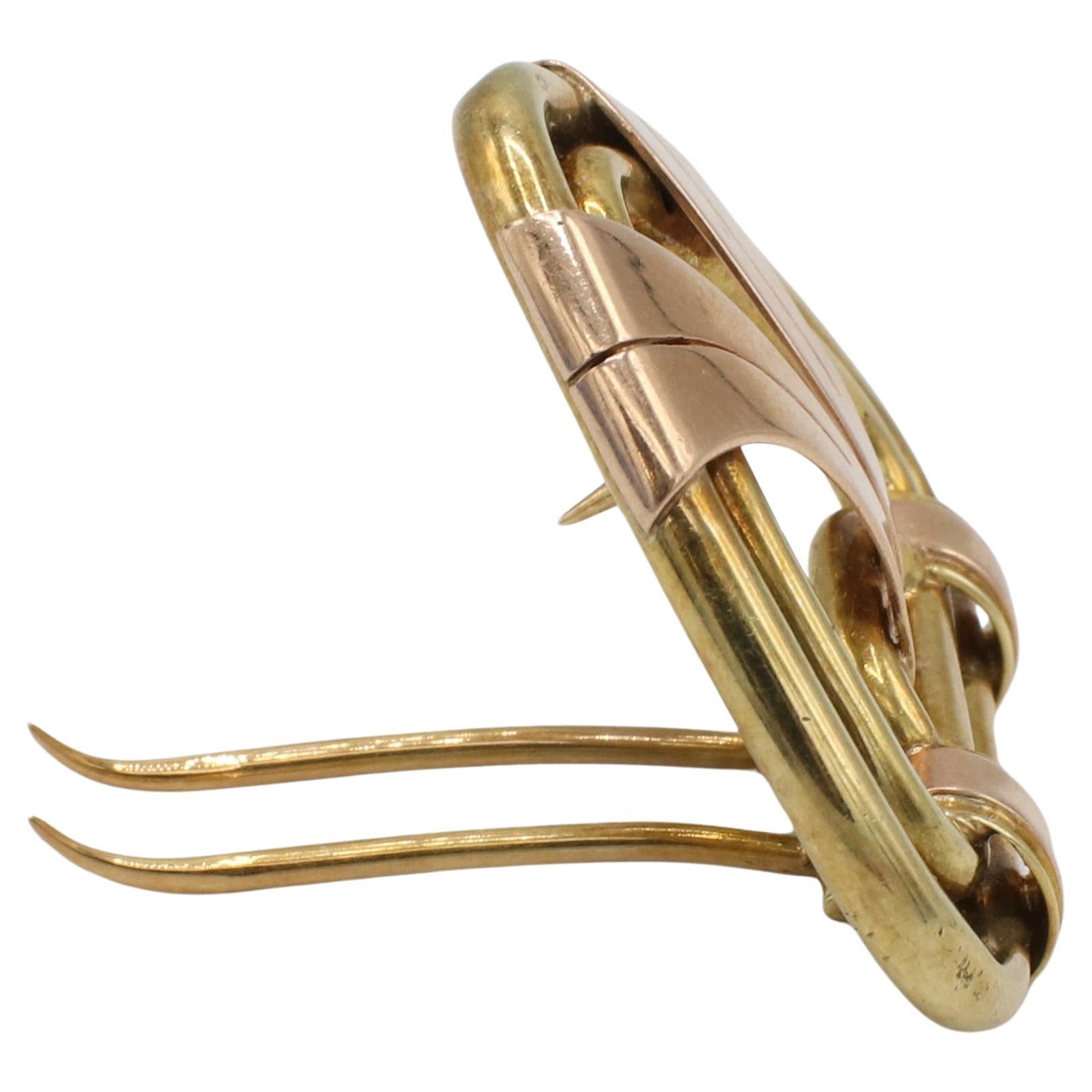 Tiffany & Co. Retro 14K Gelb und Rose Gold Clip Pin Brosche für Damen oder Herren im Angebot
