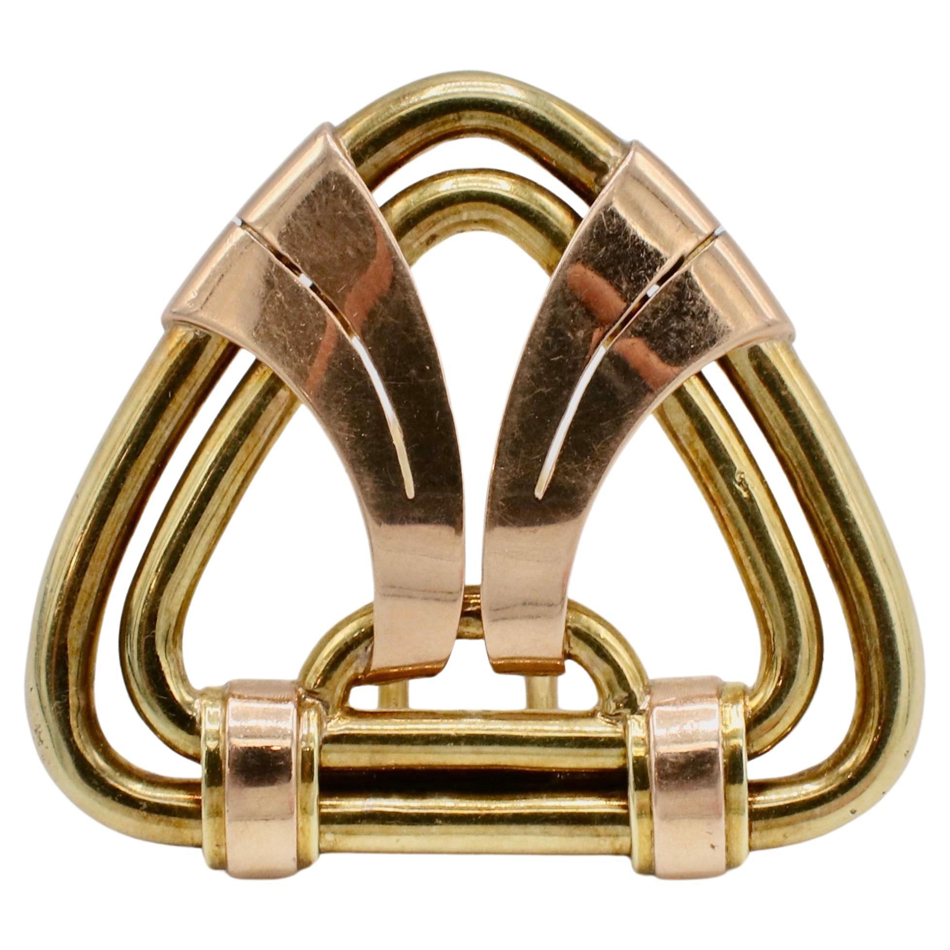 Tiffany & Co. Retro 14K Gelb und Rose Gold Clip Pin Brosche im Angebot