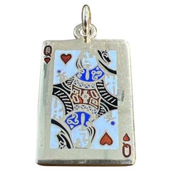 Tiffany & Co. Retro 14k Yellow Gold & Enamel Queen of Hearts Charm Rare 1950s