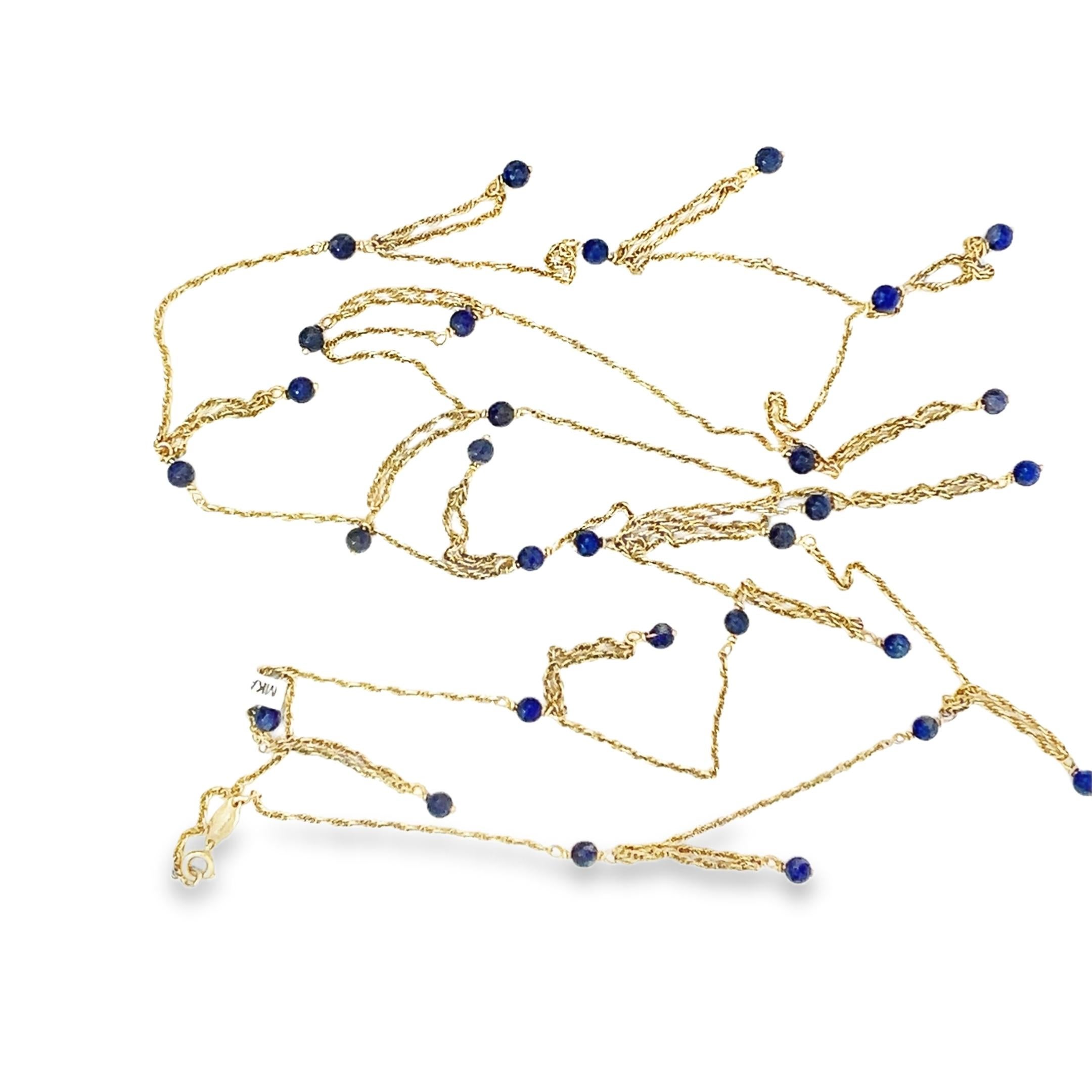 Women's or Men's Tiffany & Co. Retro 14K Yellow Gold Lapis Lazuli Tassel Necklace