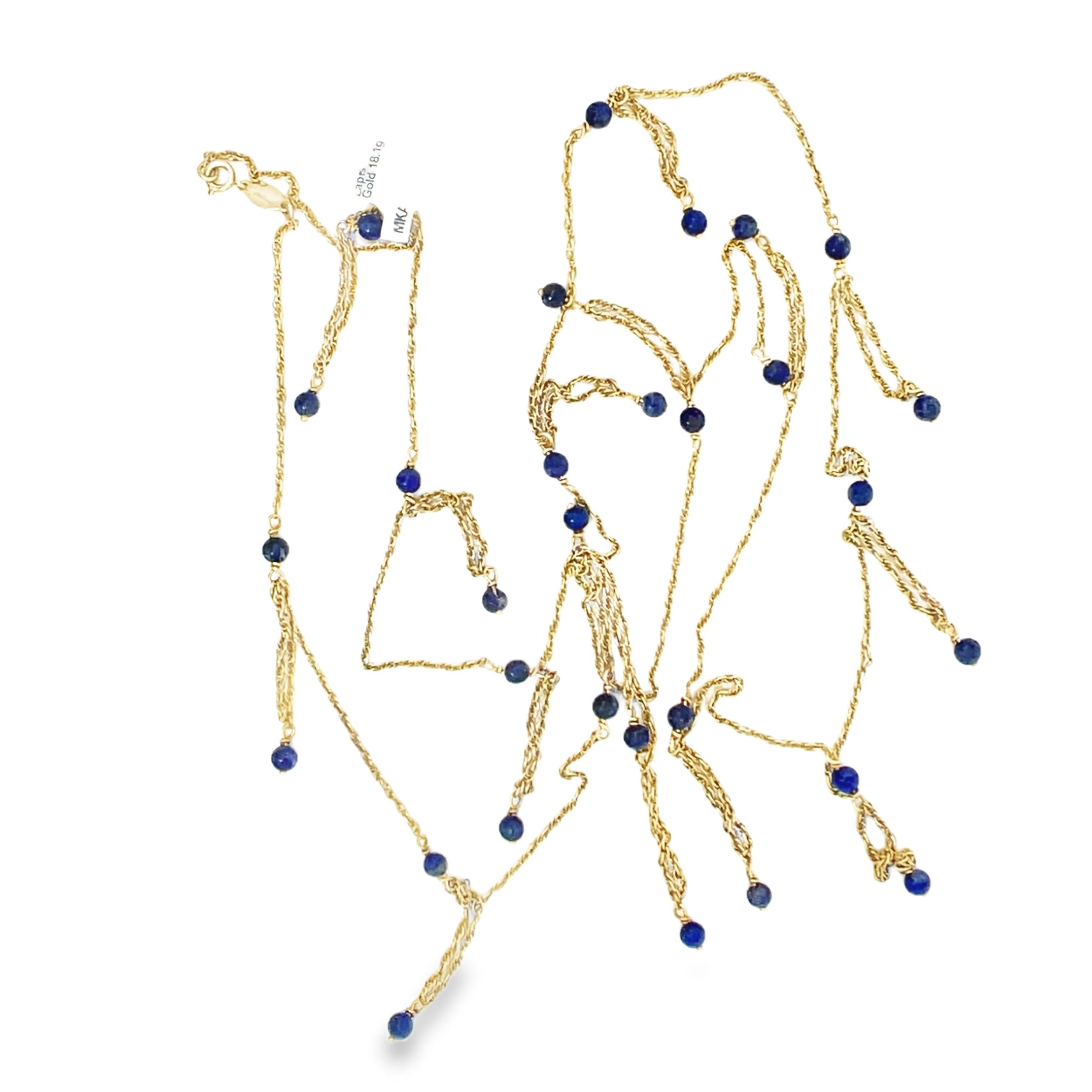 Tiffany & Co. Retro 14K Yellow Gold Lapis Lazuli Tassel Necklace 1